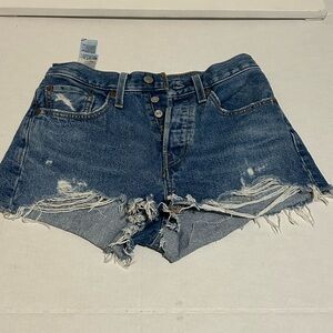 Levi's Blue Distressed Jean Shorts
